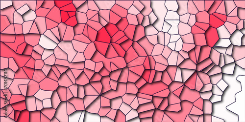 Stained Glass  background with quartz multi Red color, featuring top view walkway of natural broken slate stone, vector geometric retro tiles pattern, wall or track tiles, and paving stone
