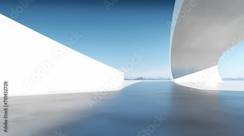 3d render of abstract futuristic architecture with empty concrete floor