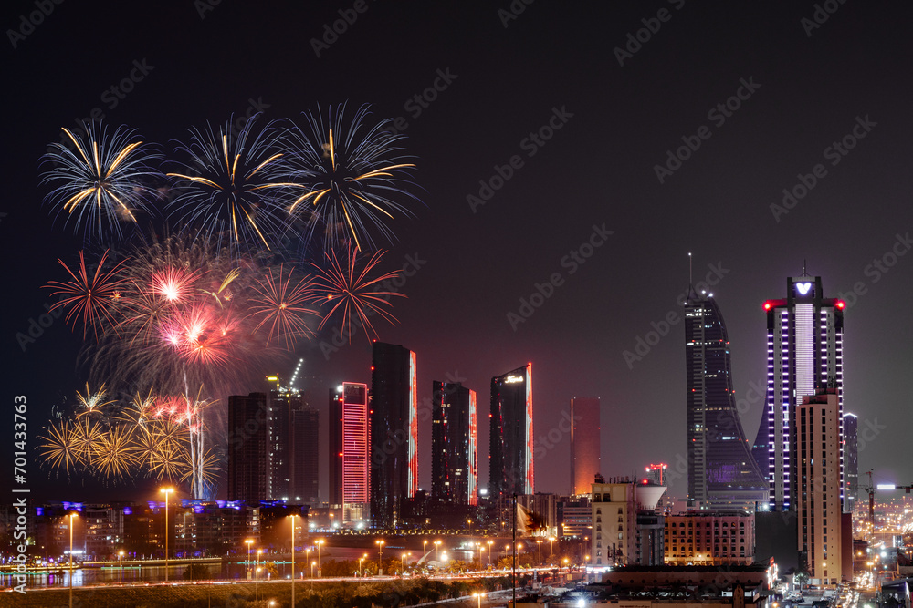 Manama, Bahrain, January 01, 2024 : Bahrain National Day Celebration