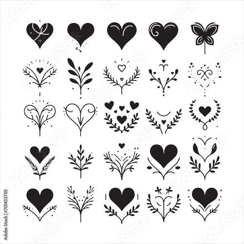 Starlit Passion: Heart Silhouette Amidst Stellar Beauty - Heart Black Vector Stock
