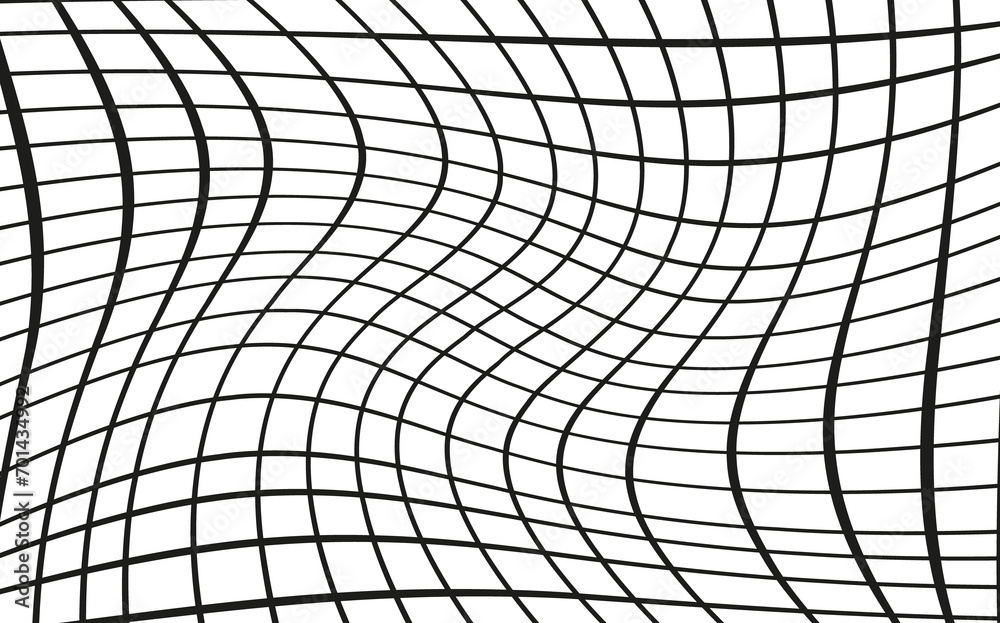 Illustration of a black fishing or football net.Checkered wavy background in doodle style. Illustration of a black fishing or football net.Checkered wavy background in doodle style.