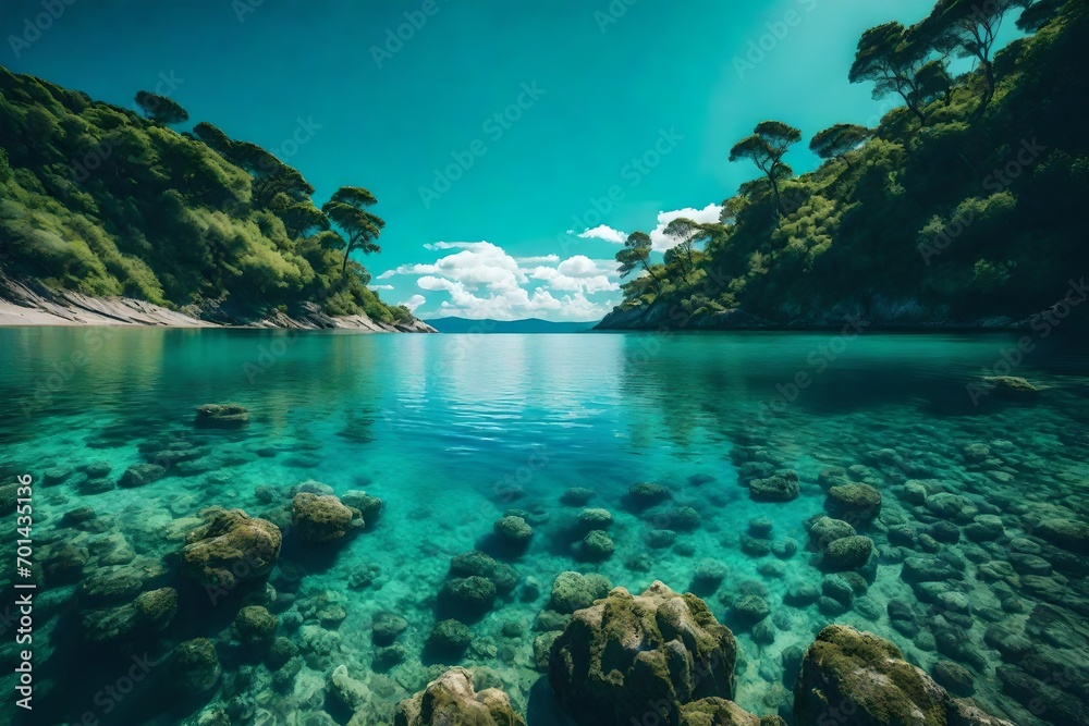 Beautiful Nature Wallpaper Background With Sea Green and Blue Sky
