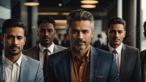 group of serious businessmen