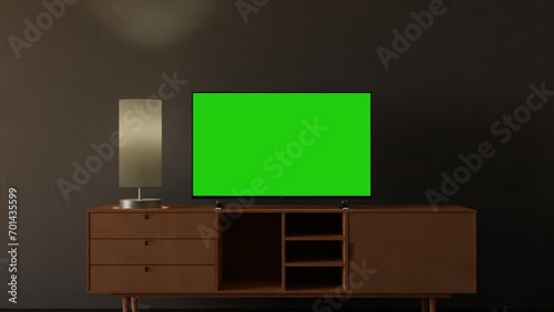 Living Room TV mockup green screen 4K