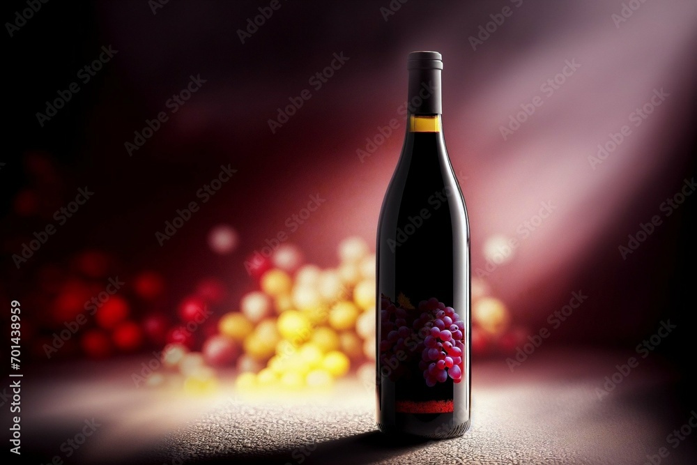 bottle and glass of red wine with grapes on a dark background bottle and glass of red wine with grapes on a dark background