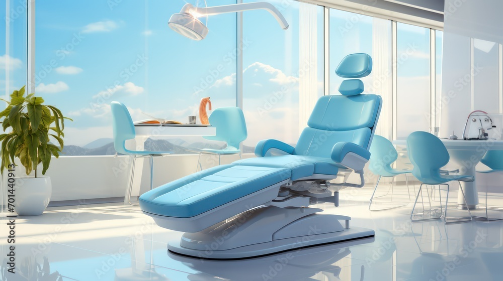 Fototapeta premium Modern dental office interior with blue chair