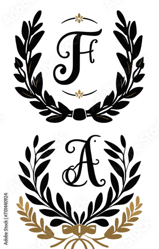 black alphabet A and F