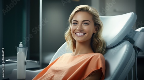 Portrait of a beautiful young woman sitting in a dental chair
