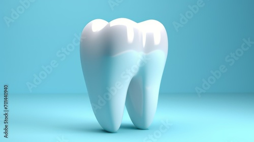 Tooth with toothpaste on a blue background
