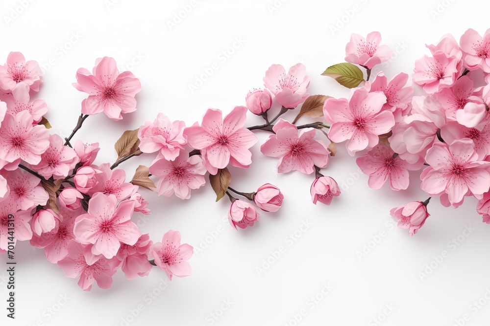 blossom branch with sakura. flower frame isolated on white background