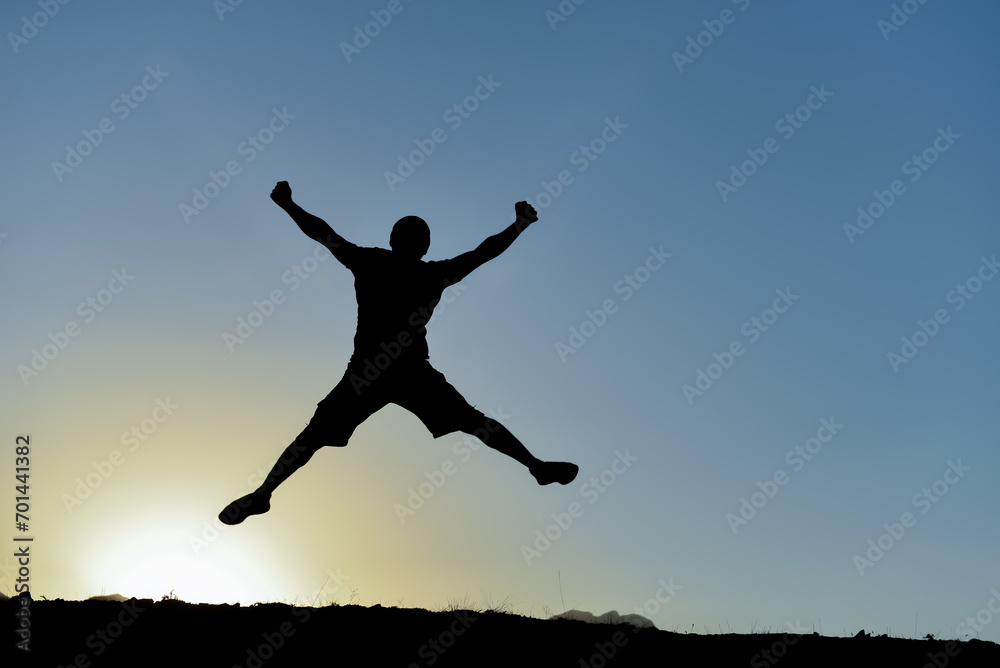 Happiness and silhouette of successful person