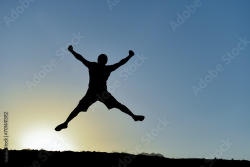 Happiness and silhouette of successful person