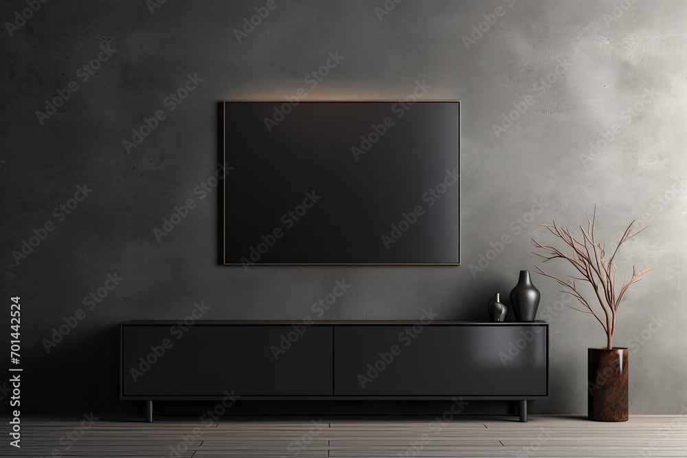 black paper frame canvas mockup in classic grey interior