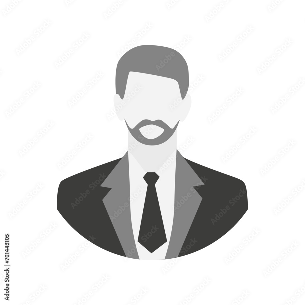 Vector flat illustration. Profile of a man in gray colors. Avatar, user profile, person icon, silhouette, profile picture. Suitable for social media profiles, icons, screensavers and as a template. Vector flat illustration. Profile of a man in gray colors. Avatar, user profile, person icon, silhouette, profile picture. Suitable for social media profiles, icons, screensavers and as a template.