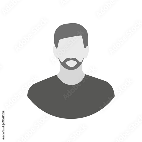 Vector flat illustration. Profile of a man in gray colors. Avatar, user profile, person icon, silhouette, profile picture. Suitable for social media profiles, icons, screensavers and as a template.