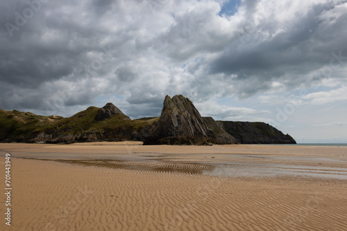 Three Cliffs Bay.The famous coastline of the Gower Peninsula in South Wales. photo
