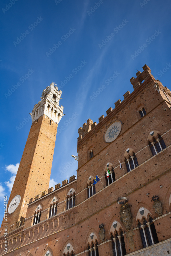 Bell tower of the Palazzo Pubblico in Siena, Italy