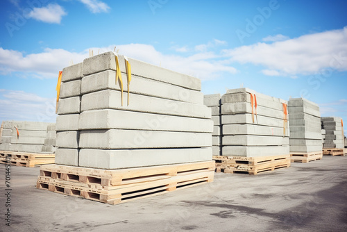 Concrete blocks stacked for dam construction