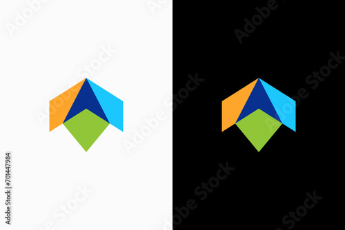 arrow up overlay color Vector Logo Premium
