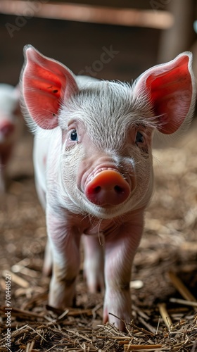 Pink-Eared Pigleton a Pig Farm for Raising Pigs