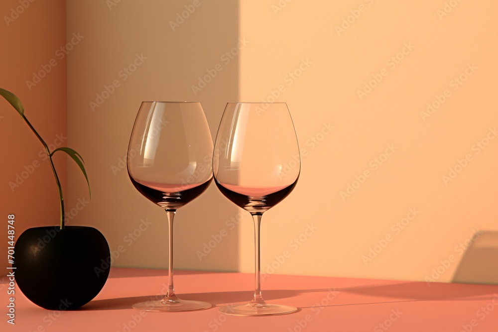 Wine glasses on a table Wine glasses on a table