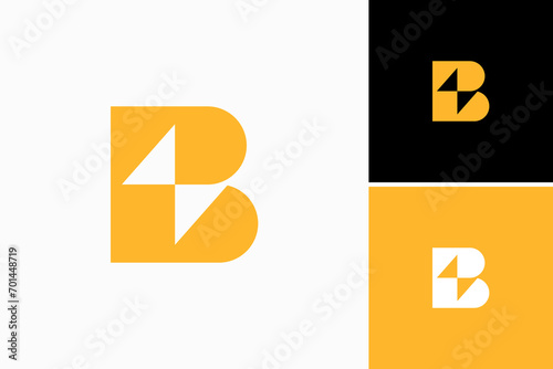 letter B electric bolt Vector Logo Premium