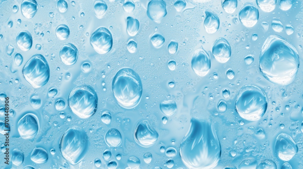 Seamless Texture of Water Droplets Condensation on Light Blue Background