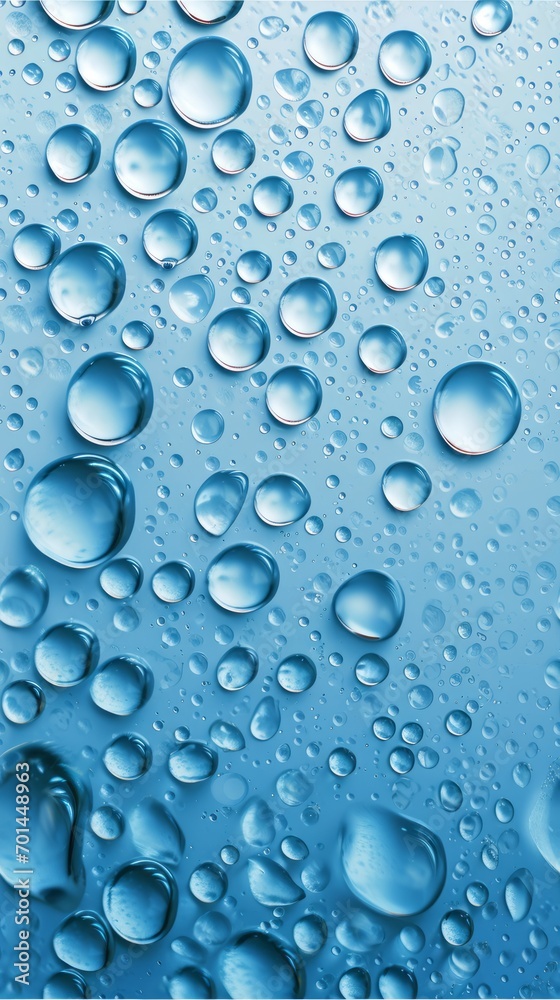 Seamless Texture of Water Droplets Condensation on Light Blue Background