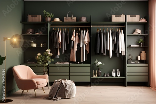 A luxurious and premium wardrobe room for men's outfits and clothes © Tarun