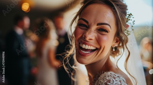 Bride's Selfie Laughing at the Camera on Her Wedding Day