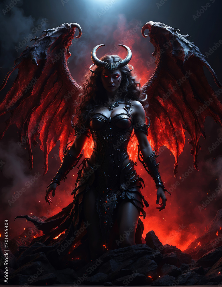 A female devil in hell. A female devil in hell.