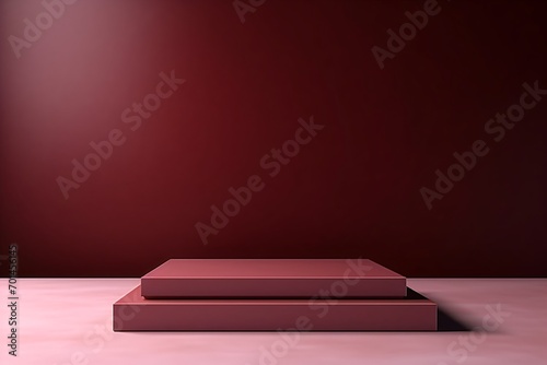 maroon color podium, stage, or dias for product display, exhibition, or photoshoot