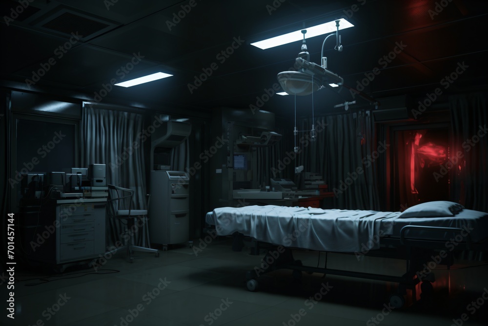 A dark operating room in a hospital - scary and haunted scene settings A dark operating room in a hospital - scary and haunted scene settings