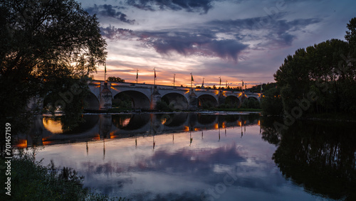 River Loire and Wilson bridge in the evening, Tours, France photo