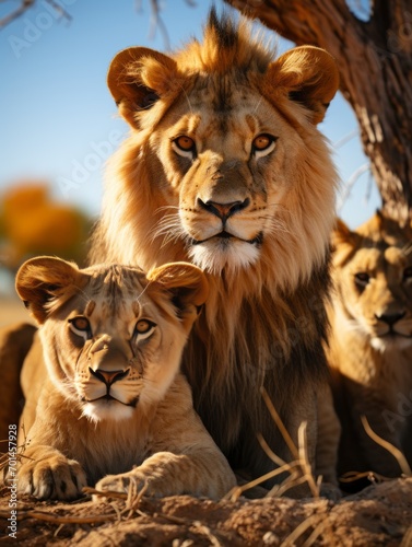 Pride of Lions Resting Under a Tree on the Savannah