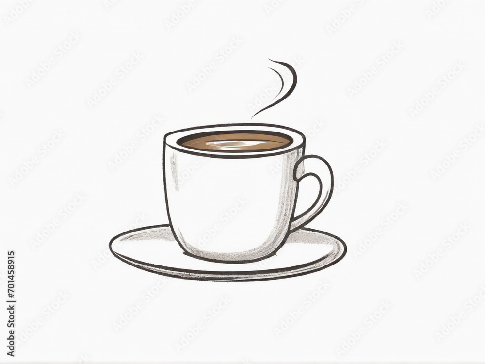 cup of coffee with heart, Doodle sketch of cup of coffee , minimalism,, , lines cartoon hand drawn illustration. AI generated cup of coffee with heart, Doodle sketch of cup of coffee , minimalism,, , lines cartoon hand drawn illustration. AI generated
