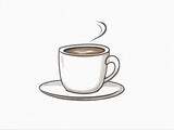 cup of coffee with heart, Doodle sketch of cup of coffee , minimalism,, , lines cartoon hand drawn illustration. AI generated