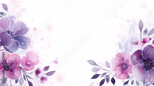 Floral frame with watercolor flowers, decorative flower background pattern, watercolor floral border background