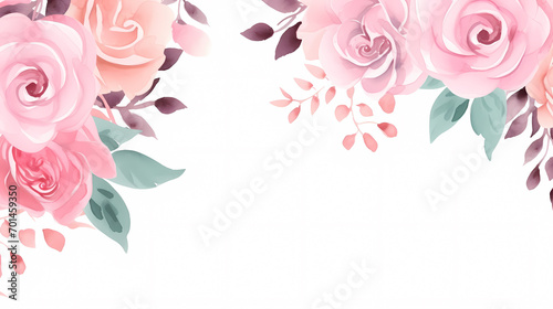 Floral frame with watercolor flowers, decorative flower background pattern, watercolor floral border background