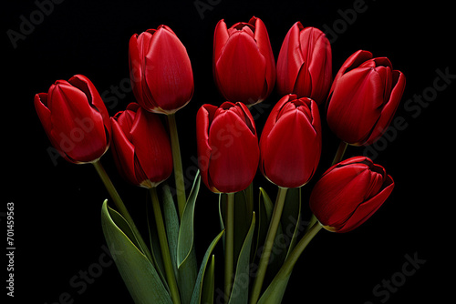 photography of some red tulip flowers on a background, in the style of playful compositions created with Generative Ai