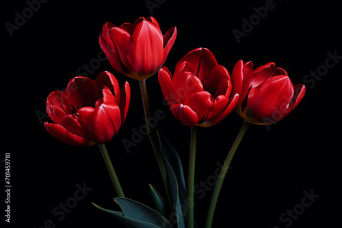photography of some red tulip flowers on a background, in the style of playful compositions created with Generative Ai