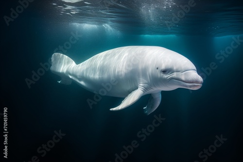 Closeup of a dolphin swimming underwater © Tarun