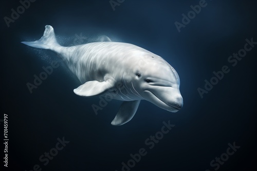 Closeup of a dolphin swimming underwater