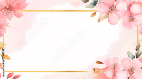 Floral frame with watercolor flowers, decorative flower background pattern, watercolor floral border background
