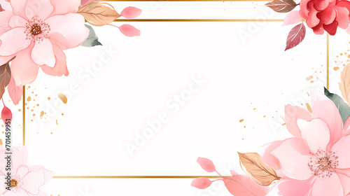 Floral frame with watercolor flowers, decorative flower background pattern, watercolor floral border background