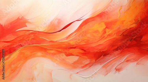Burst of vibrant red and orange hues dancing in a liquid symphony, creating a mesmerizing abstract background.