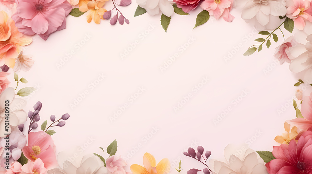 Floral frame with decorative flowers, decorative flower background pattern, floral border background