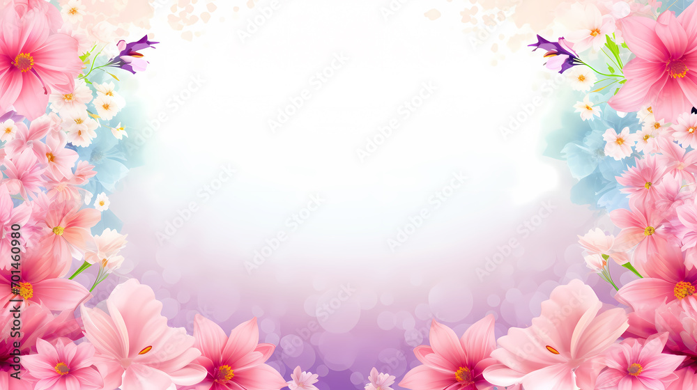 Obraz premium Floral frame with decorative flowers, decorative flower background pattern, floral border background