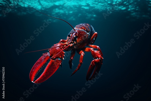 Closeup of a lobster or crayfish underwater photo