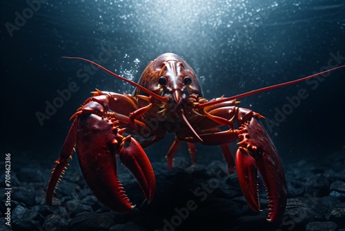 Closeup of a lobster or crayfish underwater photo